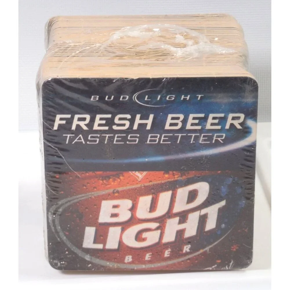 Anheuser Busch Fresh Beer Tastes Better Bud Light Beer Coaster sealed 50 pack 20